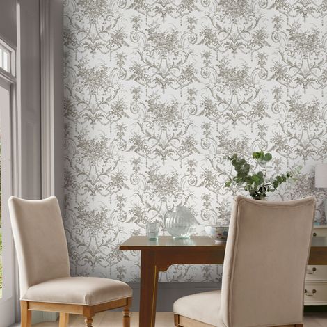 Papier peint intissé Laura Ashley Tuileries Dark Dove 1005 x 52cm Gris