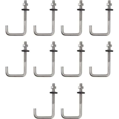 (10 pièces) Boulon d'ancrage de toit M6x25x100mm en acier inoxydable 304, crochet en J, crochet mural, crochets à tige longue avec écrou hexagonal, vis d'ancrage pour béton (1/4)
