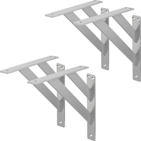 ML-Design 4 Pezzi Reggimensola a Muro 240x240 mm Argento Alluminio Mensole Galleggianti a Parete Staffa a Muro Supporto Mensola Sospesa a Parete Staffe per Mensole Pesanti Supporti per Scaffale