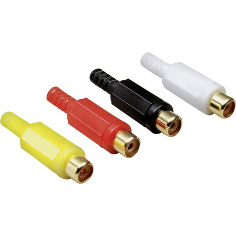 TRU COMPONENTS TC-2501073 Cinch-Steckverbinder Kupplung, gerade Polzahl: 2 Mono Gelb, Rot, Schwarz,