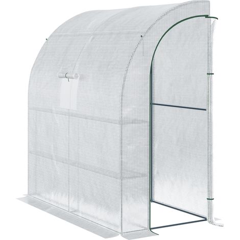 Serre de jardin PE avec étagères 3 niveaux, serre de balcon, bâche renforcée 140 g/m², châssis en acier, 2 portes zippées enroulables, pour légumes plantes fleurs, 200 x 100 x 215 cm, blanc