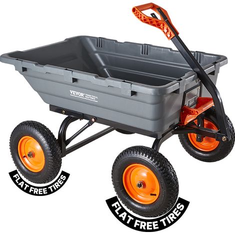 VEVOR Carrello Ribaltabile da Giardino 680 kg in Polietilene, Carriola Ribaltamento Rapido a 90°, con Maniglia Regolabile e Cuscinetti Girevoli Flessibili a 270°, per Piante Terriccio e Coltivazioni (1/5)