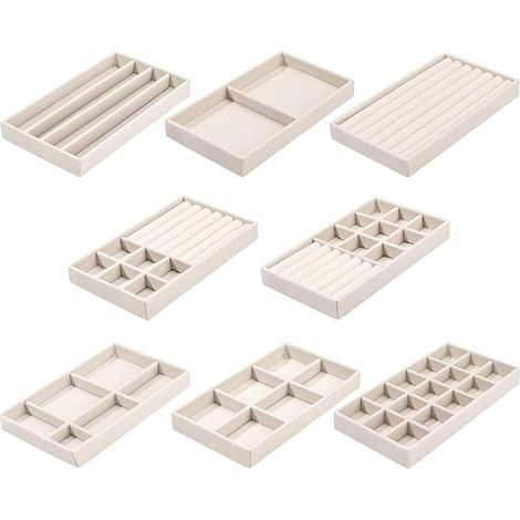 bandejas para joyas, bandejas de almacenamiento de joyas, bandejas apilables para joyas, organizador de joyas, almacenamiento de collares para joyas, cajones, pendientes, anillos, broches, relojes (be (1/5)