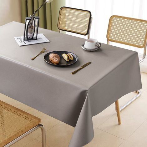 Waschbare, fleckenabweisende Tischdecke, 140 x 200 cm, wasserdichte rechteckige Tischdecke, für Esszimmer, Garten, Party, Hochzeit oder Zuhause, Hellgrau