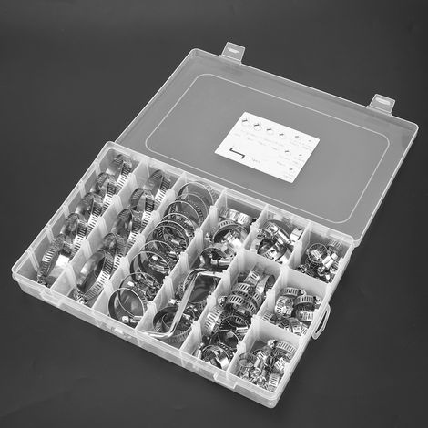 80 colliers de serrage en acier inoxydable pour tuyaux et tubes, réglables, avec clé. (1/4)