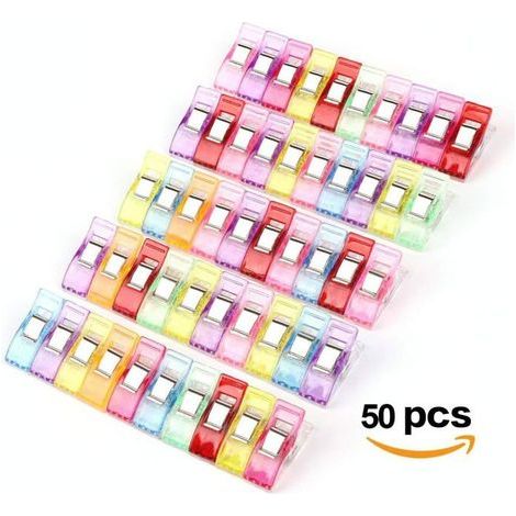 HAOPYOU® Lot de 50Pcs Clips Pinces en Plastique pour Reliure Couture Artisanat (Mixcolor)-Ywey (1/5)
