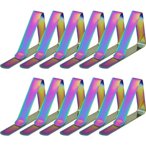 Bardusch - Lot de 12 pinces à nappe en acier inoxydable réglables pour nappes de 3,8 cm d'épaisseur. Pinces d'angle pour nappes. (1/4)