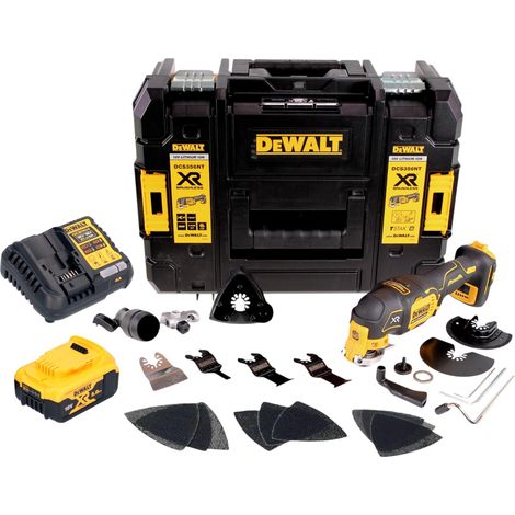 Multitool a batteria DeWalt DCS 356 P1T 18 V Brushless + 1 batteria da 5,0 Ah + caricabatterie + 20 accessori + TSTAK (1/5)