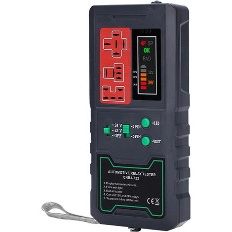 Testeur de batterie 12V/24V, analyseur de relais, vérificateur d'alternateur, outil de diagnostic du système de démarrage et de charge pour voiture et moto