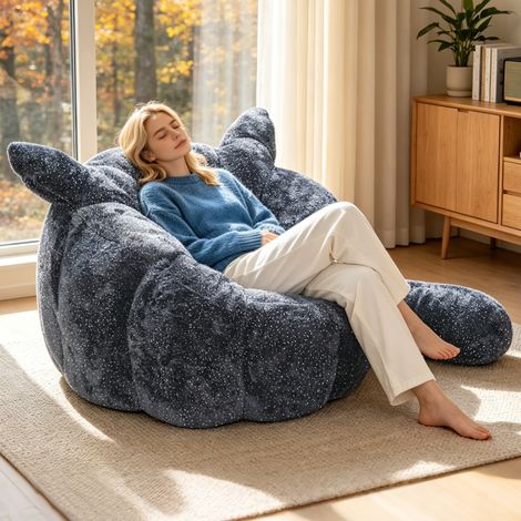 Pouf Renard des Neiges Étoilé, Canapé Pouf, Siège Pouf Doux et Moelleux en Forme d'Animal pour Chambre, Salon (1/5)