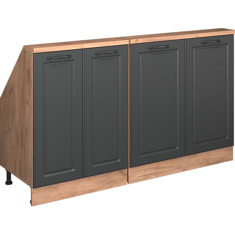 Dachschrägenschrank Rion, Goldkraft Eiche/Anthrazit Landhaus, 2er Set, Vicco
