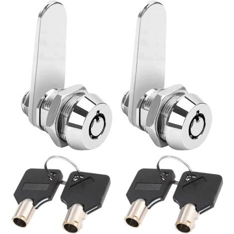 QORVA-Lot de 2 16mm serrure à came tubulaire à filetage, serrure à cylindre verrou de sécurité pour barillet boîte aux lettres pour porte, tiroir, placard, boîte aux lettres avec clés identiques