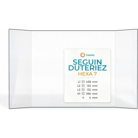 Vitre Seguin Duteriez HEXA 7 - Verre Prismatique pour insert - (132 + 438 + 132) x 396 mm (L2+L1+L3 x H1) - 4 mm