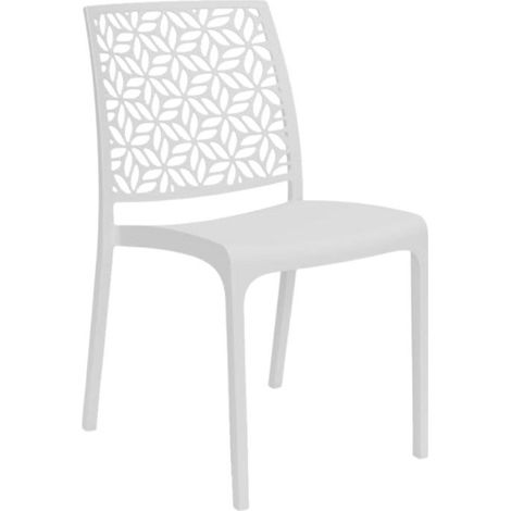 Gloupie Sedia Ninfa in Polipropilene Bianca, Impinabili, 46 x 54 x 80 cm, peso 3,3 kg,Schienale a Forma di Ninfee,Made in italy (1/5)