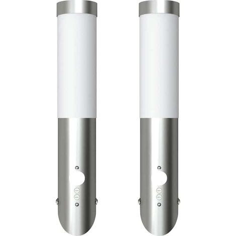 vidaXL 2 Apliques de exterior con detector de movimiento, acero inoxidable (1/5)