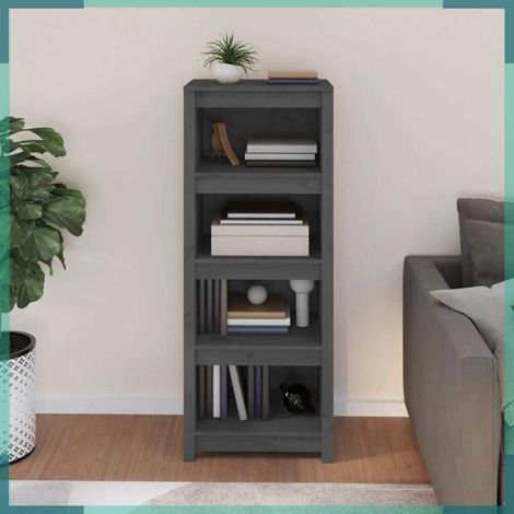 Bibliothèque - 821711 - Bois de pin massif - Gris - 50 x 35 x 125,5 cm (1/5)