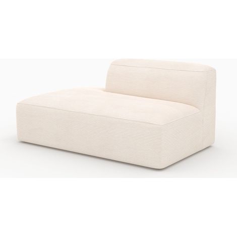 Chaise longue Mina con respaldo derecho para sofá modular de terciopelo blanco.