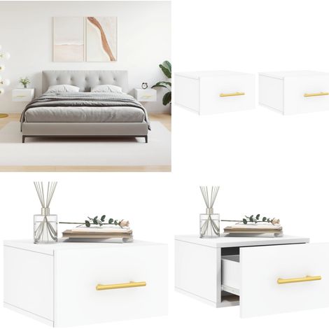 Mesitas de noche de pared 2 uds blanco 35x35x20 cm - Mesita de pared - Mesita de noche de pared