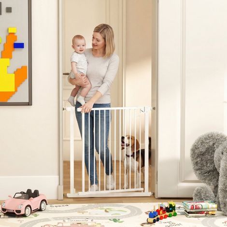 Sicherheitsgitter für Kinder und Haustiere 76 x 76 cm, automatische Schließung, weiß HAVRYA (1/3)