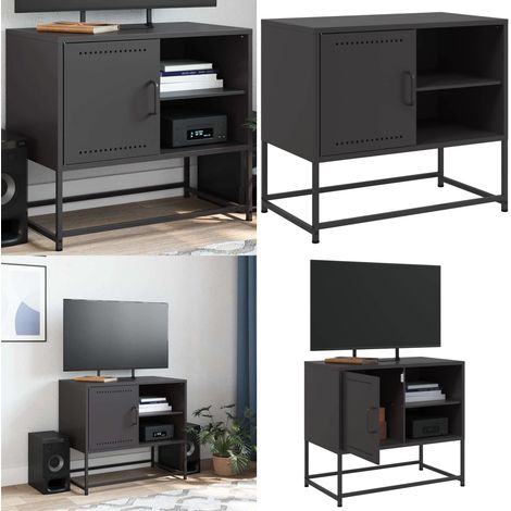 Meuble TV noir 68x39x60,5 cm acier - Meubles Tv - Meuble Tv Industriel - Meuble Tv Noir - Meuble Tv Acier - Rangement Tv - Home & Living