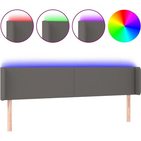 Maison Exclusive - LED Kopfteil Grau 203x16x78/88 cm Kunstleder