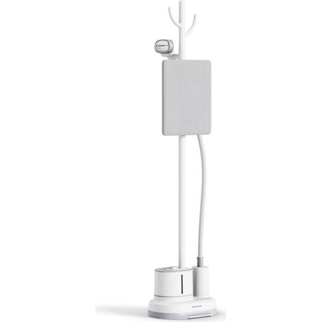 Défroisseur vapeur pour vêtements avec planche à repasser, défroisseur vapeur domestique en acier inoxydable, réservoir d'eau de 1,4 l, porte-vêtements compact, 1 800 W, blanc (1/5)