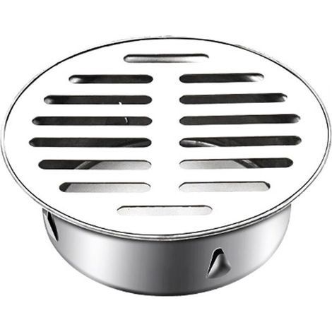 Siphon de Sol Rond Anti-Blocage en Acier Inoxydable pour Balcon 110 mm avec Couvercle Plat - (1/5)
