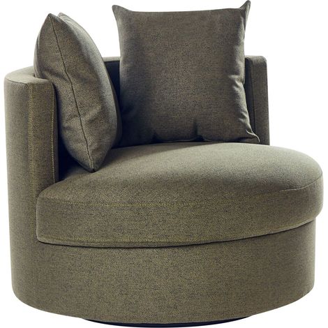 Poltrona moderna Glam con schienale rotondo Base girevole in poliestere con due cuscini Verde Dalby