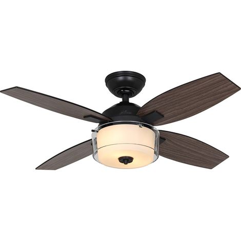 CENTRAL PARK 107, Ventilatore con Luce, Hunter - Corpo: Nero - Colore Pale: Noce scuro e noce grigio (1/4)
