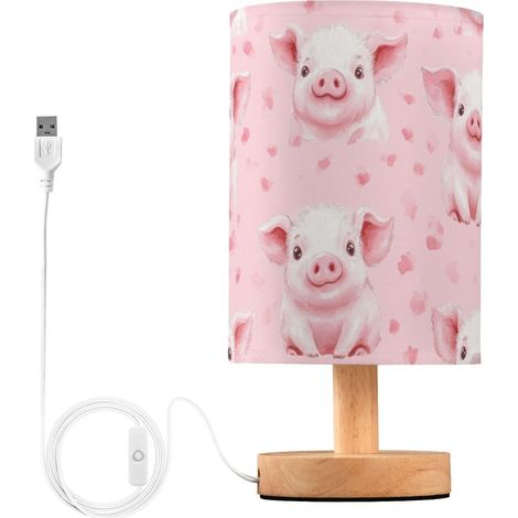 Kcldeci Lampe de chevet motif cochon rose pour chambre à coucher (1/5)