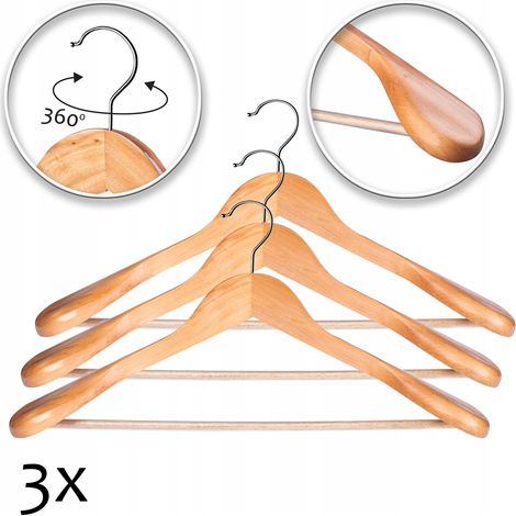 KADAX Kleiderbügel aus Holz, für Kleidung, Hemd, Anzug, Hosen, Rock, 360°drehbarer Haken aus Metall,
