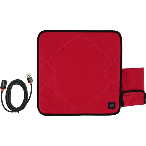 Coussin de siège chauffant Portable, température réglable, chauffage USB, pour automne et hiver, Camping, pêche, Rose rouge (1/5)