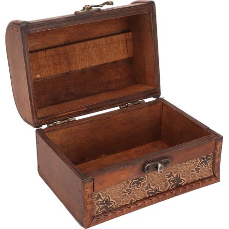 Nouvelle boîte à bijoux rétro en bois avec serrure et cadenas à combinaison, idéale pour les accessoires de cinéma et de télévision, boîte en cuir imprimé. (1/5)