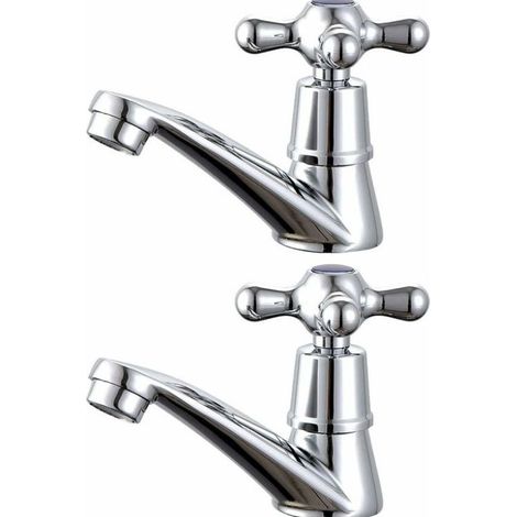 BRAVIX 1 paire de robinets de lavabo chaud et froid pour lavabo de salle de bain (température non réglable) (1/5)