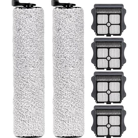 Lot de 6 rouleaux brosses et filtres HEPA compatibles avec Tineco Floor One S3/iFloor 3, aspirateur sans fil, 2 rouleaux brosses, 4 filtres HEPA (1/5)