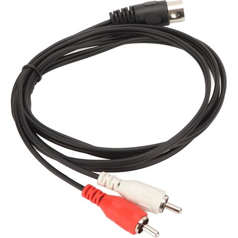 Câble DIN mâle 5 broches vers 2 RCA mâles avec gaine PVC, câble de connexion audio 2 RCA vers DIN pour lecteur CD, magnétoscope, DVD, phono et lecteur DVD. (1/4)
