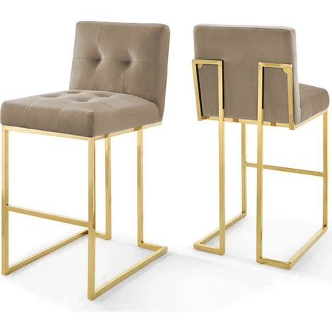 MEUBLER DESIGN Tabouret De Bar Moderne Tabouret De Cuisine Base En Métal Or Luxuria, Velours, Style , 46 x 52 x 95 cm