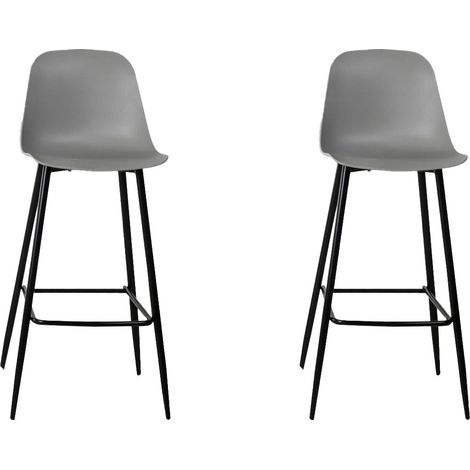Set 2 Sgabelli 47x37xH103 cm in Polipropilene e Metallo Frida Grigio Chiaro (1/3)