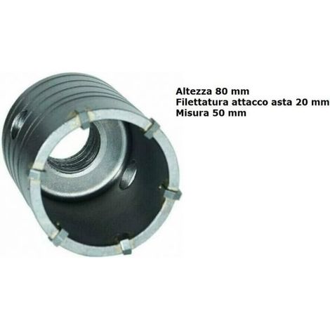 FRESA CAROTATRICE A TAZZA 50 MM PER MURO FRESE PIETRA CALCESTRUZZO CEMENTO (1/3)