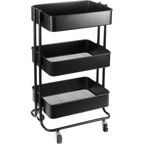 Carrello Multiuso con 3 cestelli in Metallo carrellino con Ruote e cassetti 80x45x31 cm