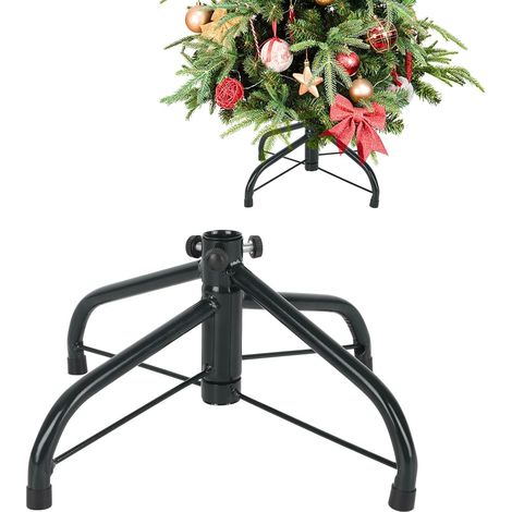 Weihnachtsbaumständer aus Metall – 1 Stück – Grünes Eisen, zusammenklappbar – Stabil, rutschfester Boden – Für den Innen- und Außenbereich geeignet, 60–180 cm – 30 x 30 x 12 cm (1/5)