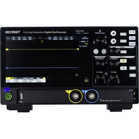 VOLTCRAFT DOV702 Digital-Oszilloskop  70 MHz 2-Kanal 1.25 GSa/s 50 Mpts 12 Bit Digital-Speicher (DSO