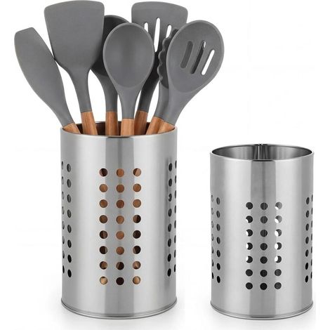 Lot de 2 Pot Ustensiles Cuisine Porte Ustensiles Cuisine en métallique Inoxydable Egouttoir Couvert (1/5)