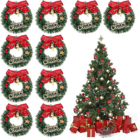10 centres de table d'hiver, petites cloches de Noël, décorations de fêtes, petites couronnes artificielles (1/5)