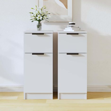 Lot de 2 Buffets Bahut Meubles de rangement Commode Blanc 30x30x70 cm Bois d'ingénierie BV239121 - BonneVie (1/5)