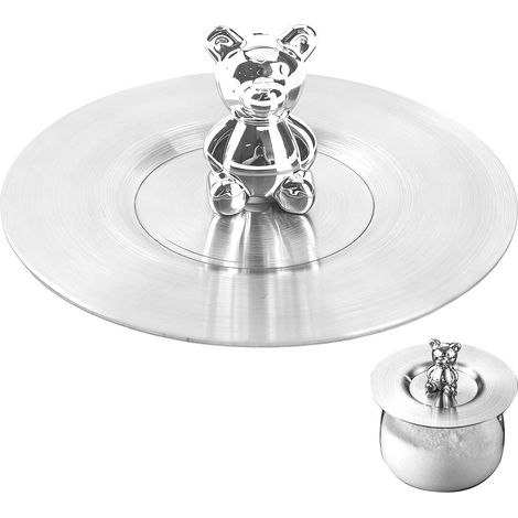Couvercles de Tasse d'ours Mignon Argent Mug Couvercle 10,5cm Acier Inoxydable Bords Arrondis Surface Brillante Couverture Tasse Extérieure Café Vin Thé Boisson Couverture Tasse Universelle (1/5)