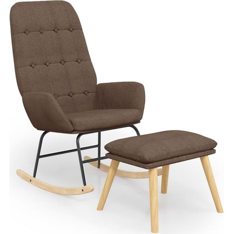 Maison Exclusive - Schaukelstuhl mit Fußhocker Taupe Stoff (1/5)