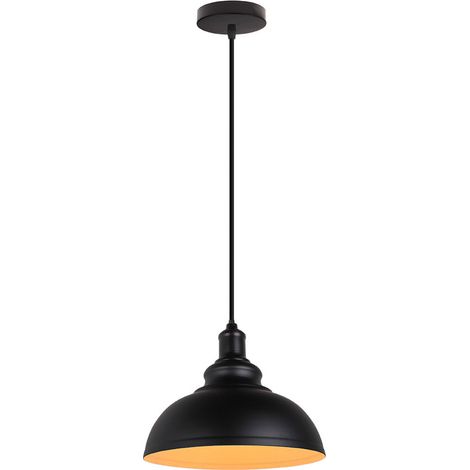 Wottes – Lustre suspension industriel rétro E27 abat-jour fer réglable noir et blanc Ø29cm – Pour espaces modernes et contemporains