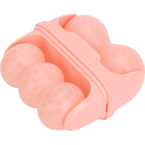 Rouleau de massage facial portable pour soulager les douleurs musculaires et les migraines, masseur à rouleau 2 en 1 pour réduire les poches sous les yeux (rose). (1/5)