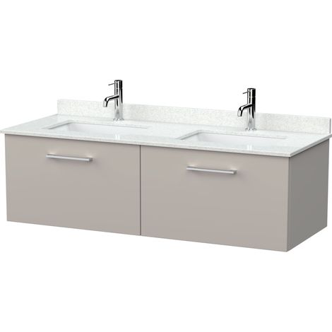 Pershall Contemporary Wall Hung 2 Drawer Vanity Unit with Laminate Worktop, 1200mm, Pebble Grey